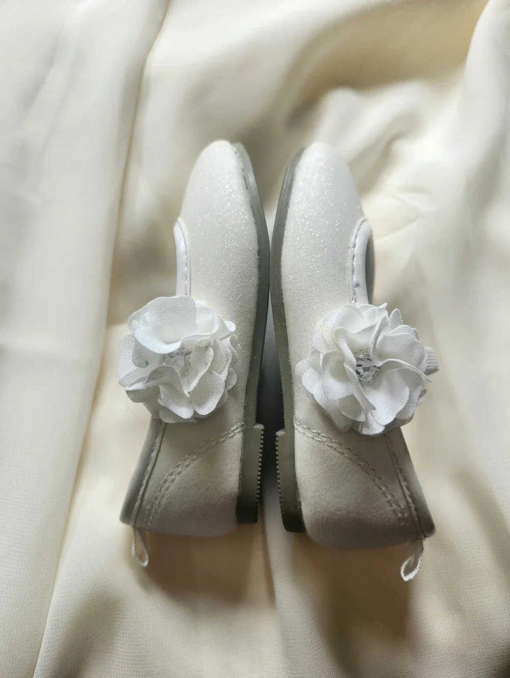 Carter's Size 5 White Sparkle Flower Girl  Holiday Shoes Ballet Flats